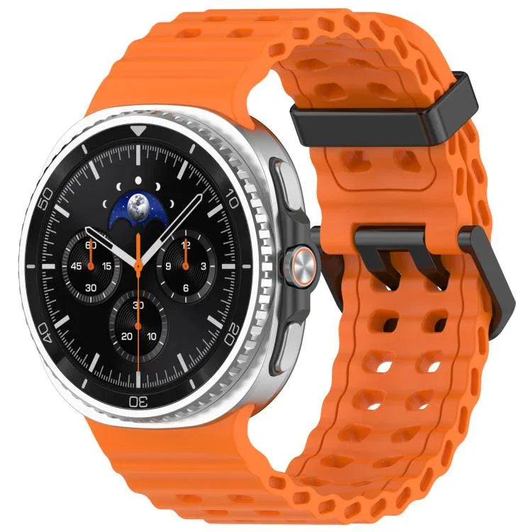 Bracelet de montre en silicone à double rangée de trous, couleur unie Ocean, avec boucle noire xDfind, pour Samsung Galaxy Watch8 / 8 Classic