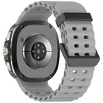 xDfind Black Buckle Ocean Solid Color Dual-row Hole Silicone Watch Band, For Samsung Galaxy Watch8 / 8 Classic