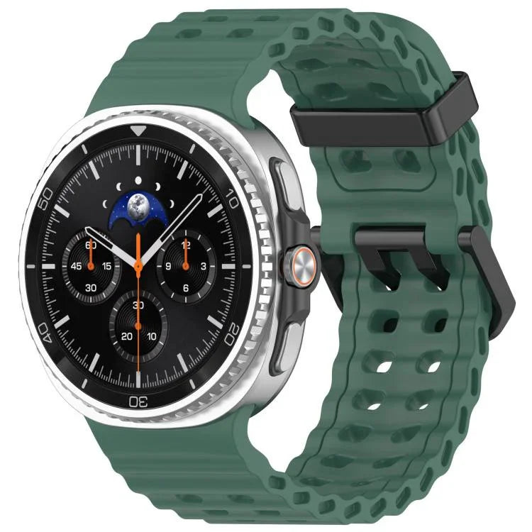 xDfind Black Buckle Ocean Solid Color Dual-row Hole Silicone Watch Band, For Samsung Galaxy Watch8 / 8 Classic
