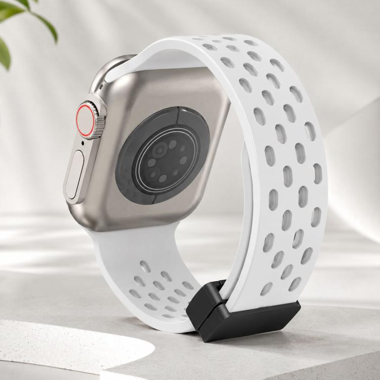 Bracelet de montre en silicone à fermoir magnétique xDfind, compatible avec Apple Watch 42/44/45/46/49 mm et Apple Watch 38/40/41/S10 42 mm.