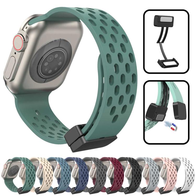 Bracelet de montre en silicone à fermoir magnétique xDfind, compatible avec Apple Watch 42/44/45/46/49 mm et Apple Watch 38/40/41/S10 42 mm.