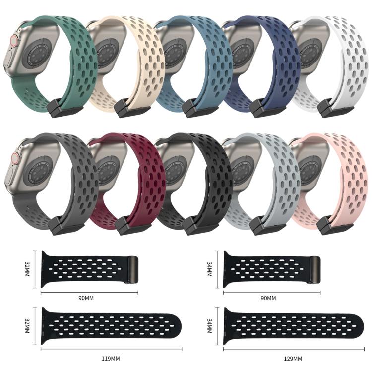 Bracelet de montre en silicone à fermoir magnétique xDfind, compatible avec Apple Watch 42/44/45/46/49 mm et Apple Watch 38/40/41/S10 42 mm.