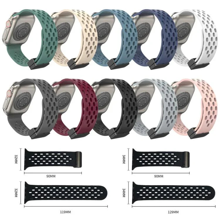 Bracelet de montre en silicone à fermoir magnétique xDfind, compatible avec Apple Watch 42/44/45/46/49 mm et Apple Watch 38/40/41/S10 42 mm.