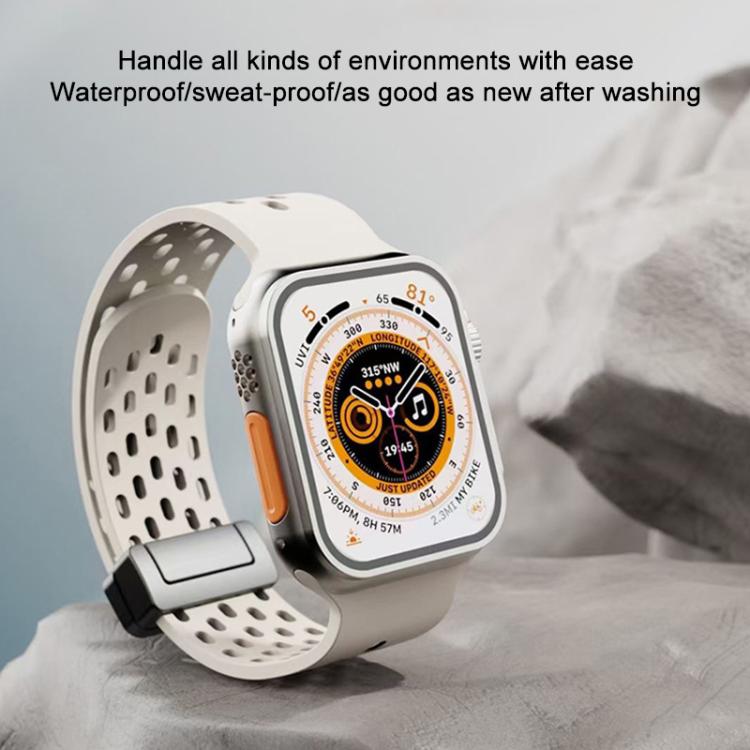 Bracelet de montre en silicone à fermoir magnétique xDfind, compatible avec Apple Watch 42/44/45/46/49 mm et Apple Watch 38/40/41/S10 42 mm.