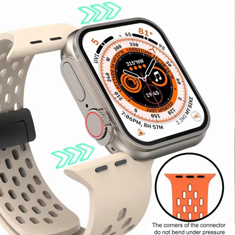 Bracelet de montre en silicone à fermoir magnétique xDfind, compatible avec Apple Watch 42/44/45/46/49 mm et Apple Watch 38/40/41/S10 42 mm.