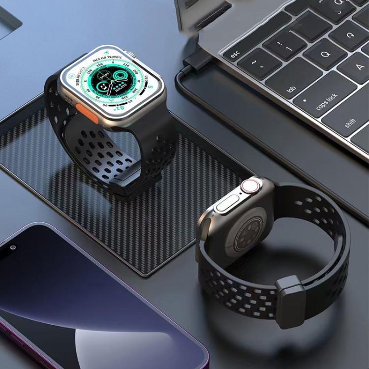 Bracelet de montre en silicone à fermoir magnétique xDfind, compatible avec Apple Watch 42/44/45/46/49 mm et Apple Watch 38/40/41/S10 42 mm.