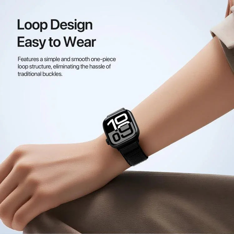 Bracelet de montre DUX DUCIS série YE en nylon tissé, compatible avec Apple Watch 46 mm / 49 mm / 45 mm / 44 mm et Apple Watch 42 mm / 41 mm / 40 mm / 38 mm.