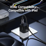 Chargeur rapide mini USAMS CC269 30W GaN USB-C / Type-C, prise US