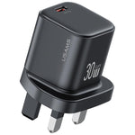 Chargeur rapide mini USAMS CC276 30W GaN USB-C / Type-C, prise UK