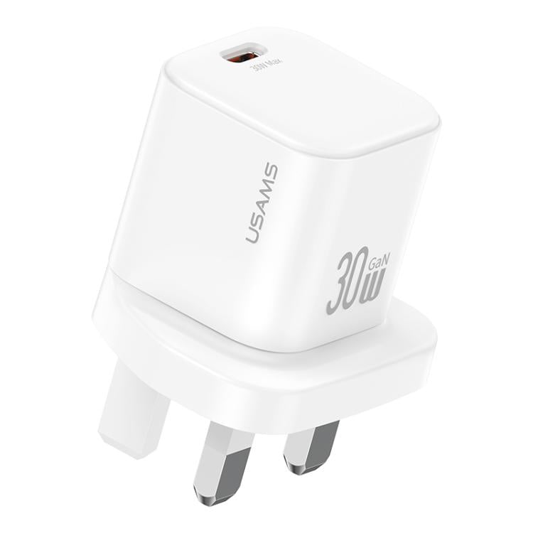 Chargeur rapide mini USAMS CC276 30W GaN USB-C / Type-C, prise UK