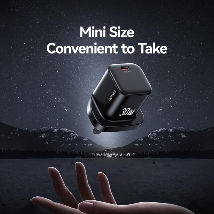 Chargeur rapide mini USAMS CC276 30W GaN USB-C / Type-C, prise UK