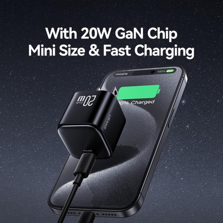 Chargeur rapide mini USAMS CC267 20W GaN USB-C / Type-C, prise US