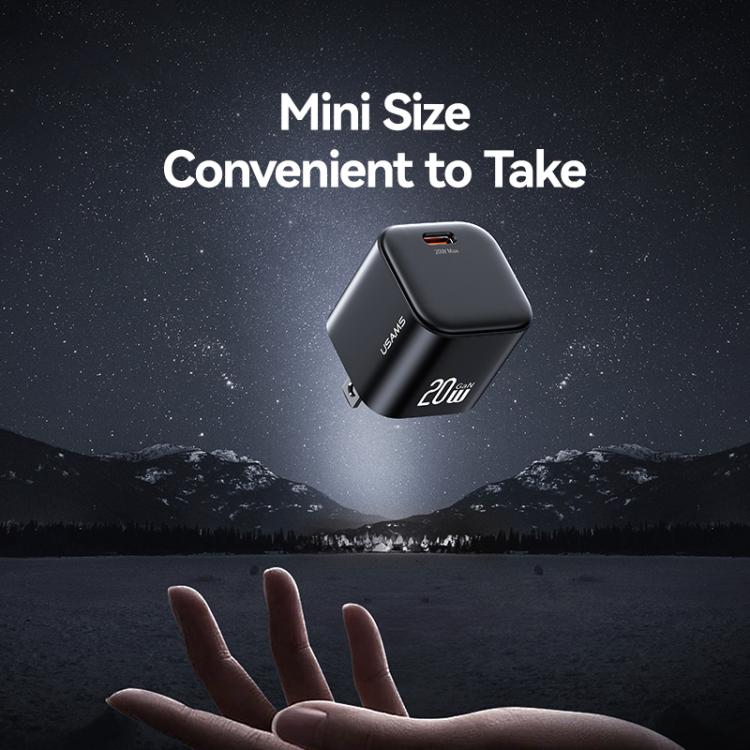 Chargeur rapide mini USAMS CC267 20W GaN USB-C / Type-C, prise US