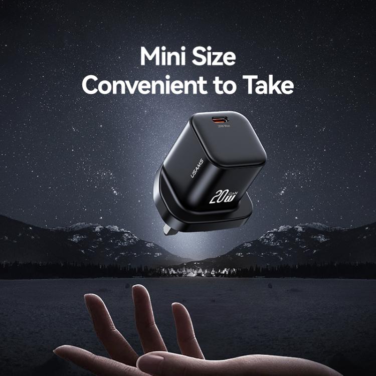 Chargeur rapide mini USAMS CC274 20W GaN USB-C / Type-C, prise UK