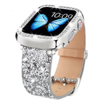 Bracelet de montre en cuir à paillettes xDfind, compatible avec Apple Watch 42/44/45/46/49 mm et Apple Watch 38/40/41/S10 42 mm.
