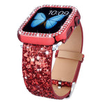 Bracelet de montre en cuir à paillettes xDfind, compatible avec Apple Watch 42/44/45/46/49 mm et Apple Watch 38/40/41/S10 42 mm.