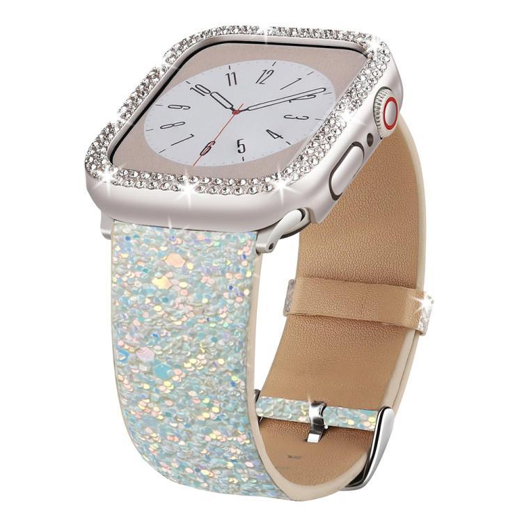Bracelet de montre en cuir à paillettes xDfind, compatible avec Apple Watch 42/44/45/46/49 mm et Apple Watch 38/40/41/S10 42 mm.