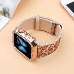 Bracelet de montre en cuir à paillettes xDfind, compatible avec Apple Watch 42/44/45/46/49 mm et Apple Watch 38/40/41/S10 42 mm.