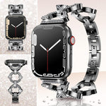 Bracelet de montre xDfind en métal à motif diamant en forme de O, compatible avec Apple Watch 42/44/45/46/49 mm et Apple Watch 38/40/41/S10 42 mm.