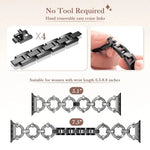 Bracelet de montre xDfind en métal à motif diamant en forme de O, compatible avec Apple Watch 42/44/45/46/49 mm et Apple Watch 38/40/41/S10 42 mm.