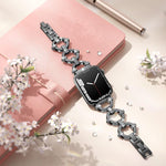 Bracelet de montre xDfind en métal à motif diamant en forme de O, compatible avec Apple Watch 42/44/45/46/49 mm et Apple Watch 38/40/41/S10 42 mm.