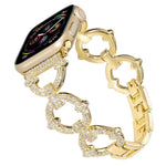 Bracelet de montre xDfind en métal à motif diamant en forme de O, compatible avec Apple Watch 42/44/45/46/49 mm et Apple Watch 38/40/41/S10 42 mm.