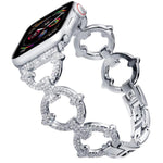 Bracelet de montre xDfind en métal à motif diamant en forme de O, compatible avec Apple Watch 42/44/45/46/49 mm et Apple Watch 38/40/41/S10 42 mm.