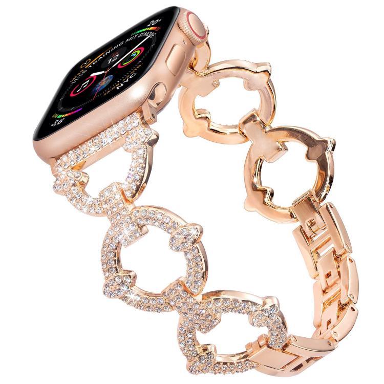 Bracelet de montre xDfind en métal à motif diamant en forme de O, compatible avec Apple Watch 42/44/45/46/49 mm et Apple Watch 38/40/41/S10 42 mm.