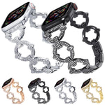 Bracelet de montre xDfind en métal à motif diamant en forme de O, compatible avec Apple Watch 42/44/45/46/49 mm et Apple Watch 38/40/41/S10 42 mm.