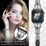 Bracelet de montre xDfind en métal serti de diamants en forme de papillon, compatible avec Apple Watch 42/44/45/46/49 mm et Apple Watch 38/40/41/S10 42 mm.