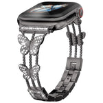 Bracelet de montre xDfind en métal serti de diamants en forme de papillon, compatible avec Apple Watch 42/44/45/46/49 mm et Apple Watch 38/40/41/S10 42 mm.