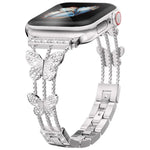 Bracelet de montre xDfind en métal serti de diamants en forme de papillon, compatible avec Apple Watch 42/44/45/46/49 mm et Apple Watch 38/40/41/S10 42 mm.