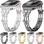 Bracelet de montre xDfind en métal serti de diamants en forme de papillon, compatible avec Apple Watch 42/44/45/46/49 mm et Apple Watch 38/40/41/S10 42 mm.
