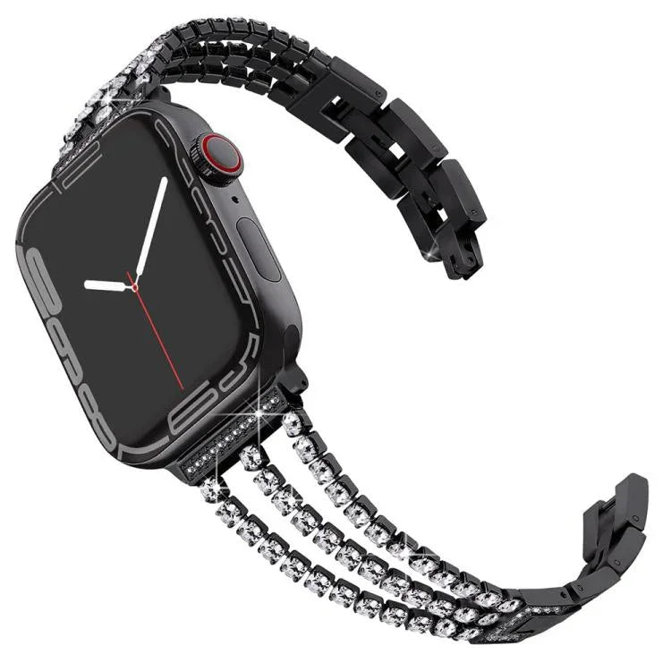 Bracelet de montre xDfind en métal à trois diamants, compatible avec Apple Watch 42/44/45/46/49 mm et Apple Watch 38/40/41/S10 42 mm.