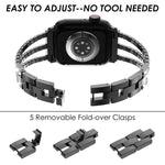 Bracelet de montre xDfind en métal à trois diamants, compatible avec Apple Watch 42/44/45/46/49 mm et Apple Watch 38/40/41/S10 42 mm.