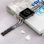 Bracelet de montre xDfind en métal à trois diamants, compatible avec Apple Watch 42/44/45/46/49 mm et Apple Watch 38/40/41/S10 42 mm.