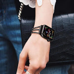 Bracelet de montre xDfind en métal à trois diamants, compatible avec Apple Watch 42/44/45/46/49 mm et Apple Watch 38/40/41/S10 42 mm.