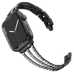 Bracelet de montre xDfind en métal à trois diamants, compatible avec Apple Watch 42/44/45/46/49 mm et Apple Watch 38/40/41/S10 42 mm.