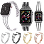 Bracelet de montre xDfind en métal à trois diamants, compatible avec Apple Watch 42/44/45/46/49 mm et Apple Watch 38/40/41/S10 42 mm.