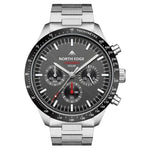 NORTH EDGE LONGWINGS Montre de sport extérieure pour homme avec chargement solaire et bracelet en acier inoxydable