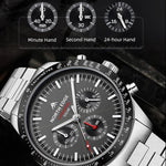 NORTH EDGE LONGWINGS Montre de sport extérieure pour homme avec chargement solaire et bracelet en acier inoxydable