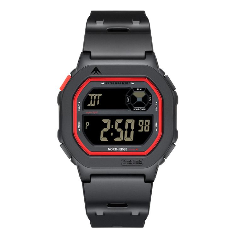 Montre électronique lumineuse et étanche NORTH EDGE X1 pour l'extérieur, à affichage unique et de forme carrée