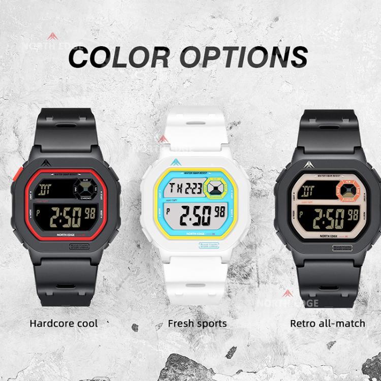 Montre électronique lumineuse et étanche NORTH EDGE X1 pour l'extérieur, à affichage unique et de forme carrée