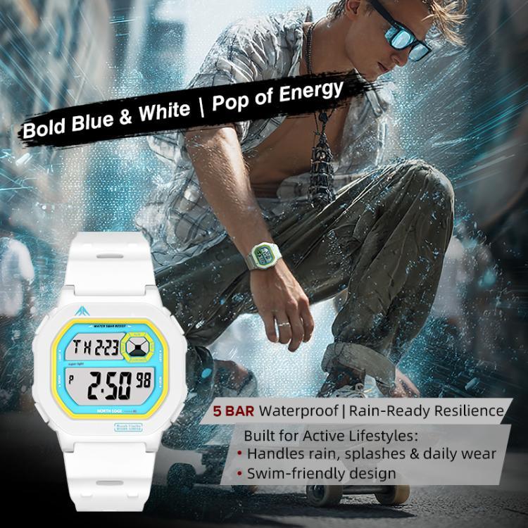 Montre électronique lumineuse et étanche NORTH EDGE X1 pour l'extérieur, à affichage unique et de forme carrée
