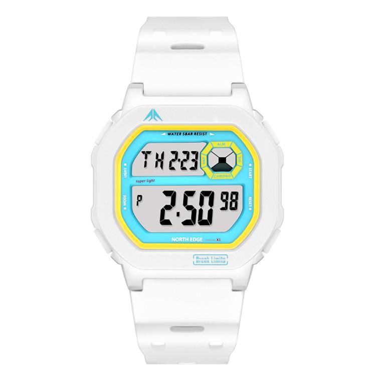 Montre électronique lumineuse et étanche NORTH EDGE X1 pour l'extérieur, à affichage unique et de forme carrée