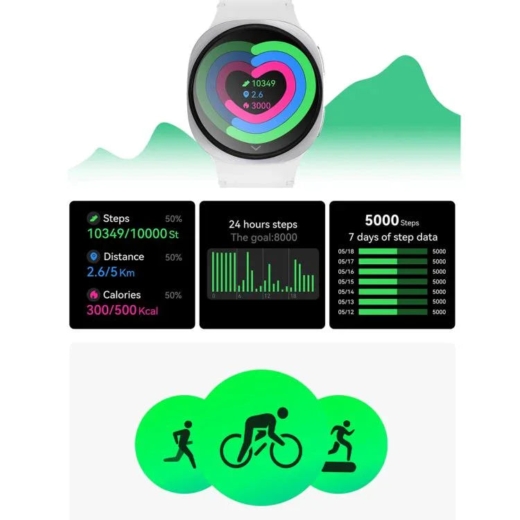 Montre connectée sport HD8 mini 1,29 pouce BT5.4, compatible avec les appels Bluetooth / suivi du sommeil, de l'oxygène sanguin, de la fréquence cardiaque et de la pression artérielle