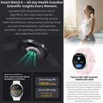 Montre connectée sport HD8 mini 1,29 pouce BT5.4, compatible avec les appels Bluetooth / suivi du sommeil, de l'oxygène sanguin, de la fréquence cardiaque et de la pression artérielle