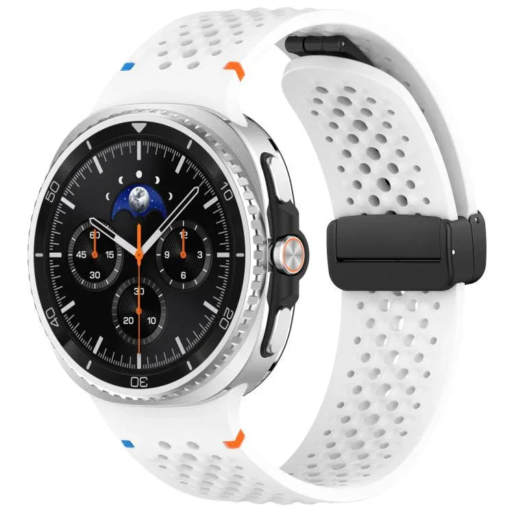 xDfind Bracelet de montre en silicone respirant alvéolé à boucle magnétique noire, pour Samsung Galaxy Watch8 / Watch8 Classic