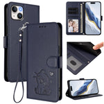 Coque de téléphone en cuir avec motif de cœur en relief et dragonne, pour iPhone 15, pour iPhone 14 Plus, pour iPhone 14 / 13, pour iPhone 14 Pro