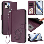 Coque de téléphone en cuir avec motif de cœur en relief et dragonne, pour iPhone 15, pour iPhone 14 Plus, pour iPhone 14 / 13, pour iPhone 14 Pro